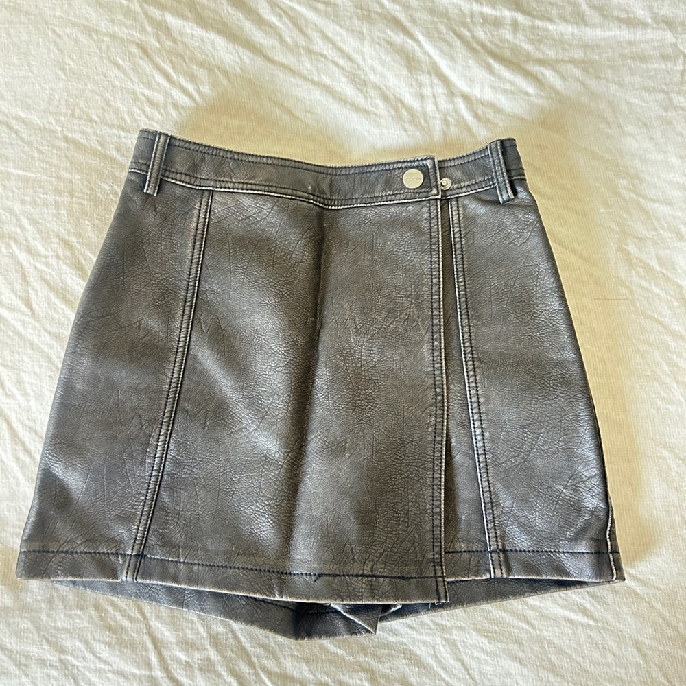 Zara Gray Pleated Pencil Mini Skirt